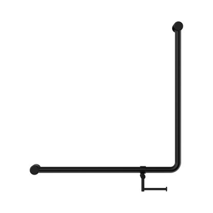 Mecca Care 32mm 90 Degree NZ4121 Accessible Toilet Grab Rail 750X750mm With Toilet Roll Holder Matte Black