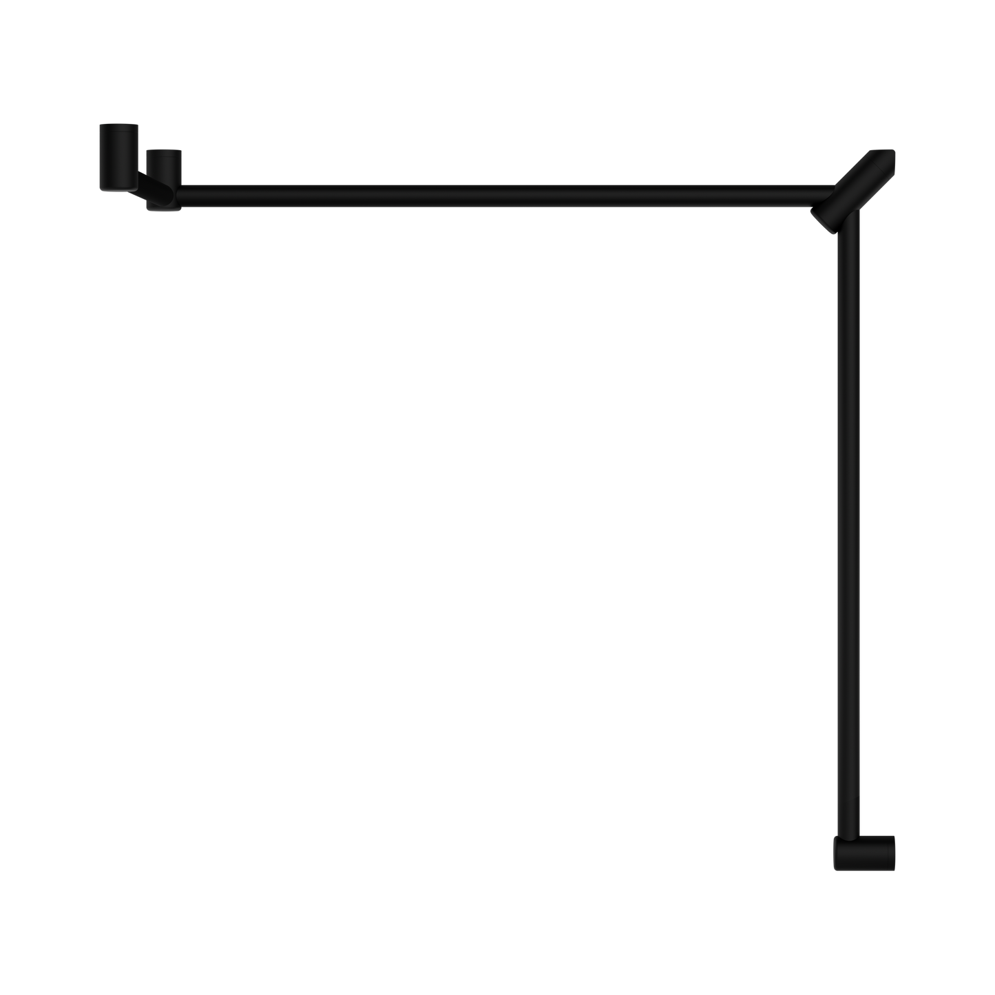 Mecca Care 32mm DDA Accessible Toilet Grab Rail Set 90 Degree Continuous 600X1065X1025mm Matte Black
