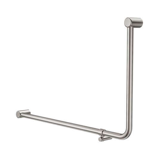 Mecca Care 32mm DDA Accessible Toilet 90 Degree Bent Tube Grab Rail 600X1000mm Brushed Nickel