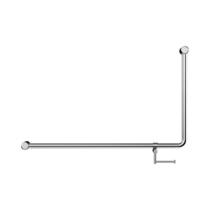 Mecca Care 32mm DDA Accessible Toilet 90 Degree Bent Tube Grab Rail 600X1000mm With Toilet Roll Holder Chrome