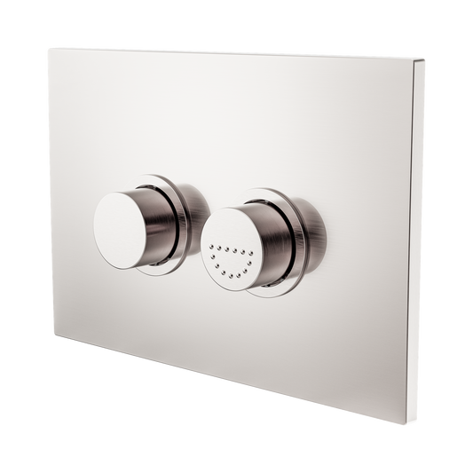 Mecca Care Raised Disabled Care Pneumatic Flush Buttons Plate DDA Accessible Toilet Compliant Brushed Nickel