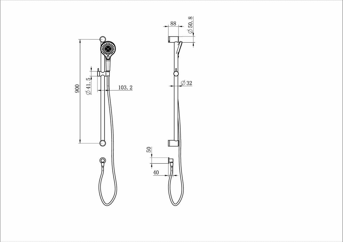 Mecca Care 32MM Grab Rail And Adjustable Shower Rail Set 900MM