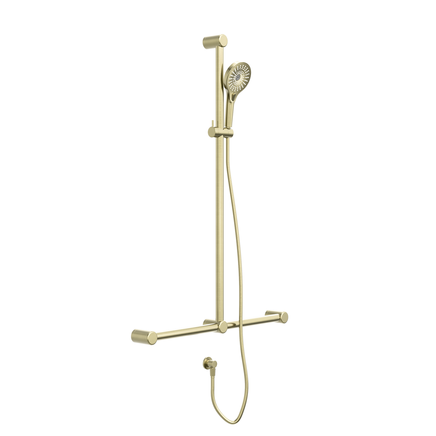 Nero Mecca Care 32mm T Bar Grab Rail And Adjustable Shower Set 1100X750mm Brushed