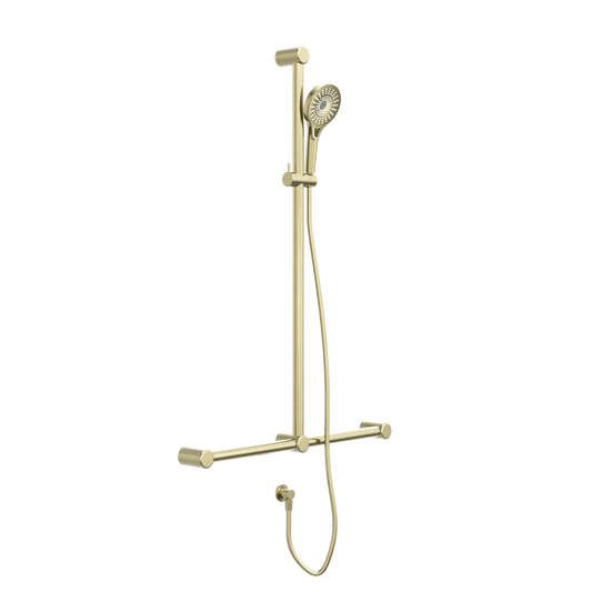 Nero Mecca Care 32mm T Bar Grab Rail And Adjustable Shower Set 1100X750mm Brushed