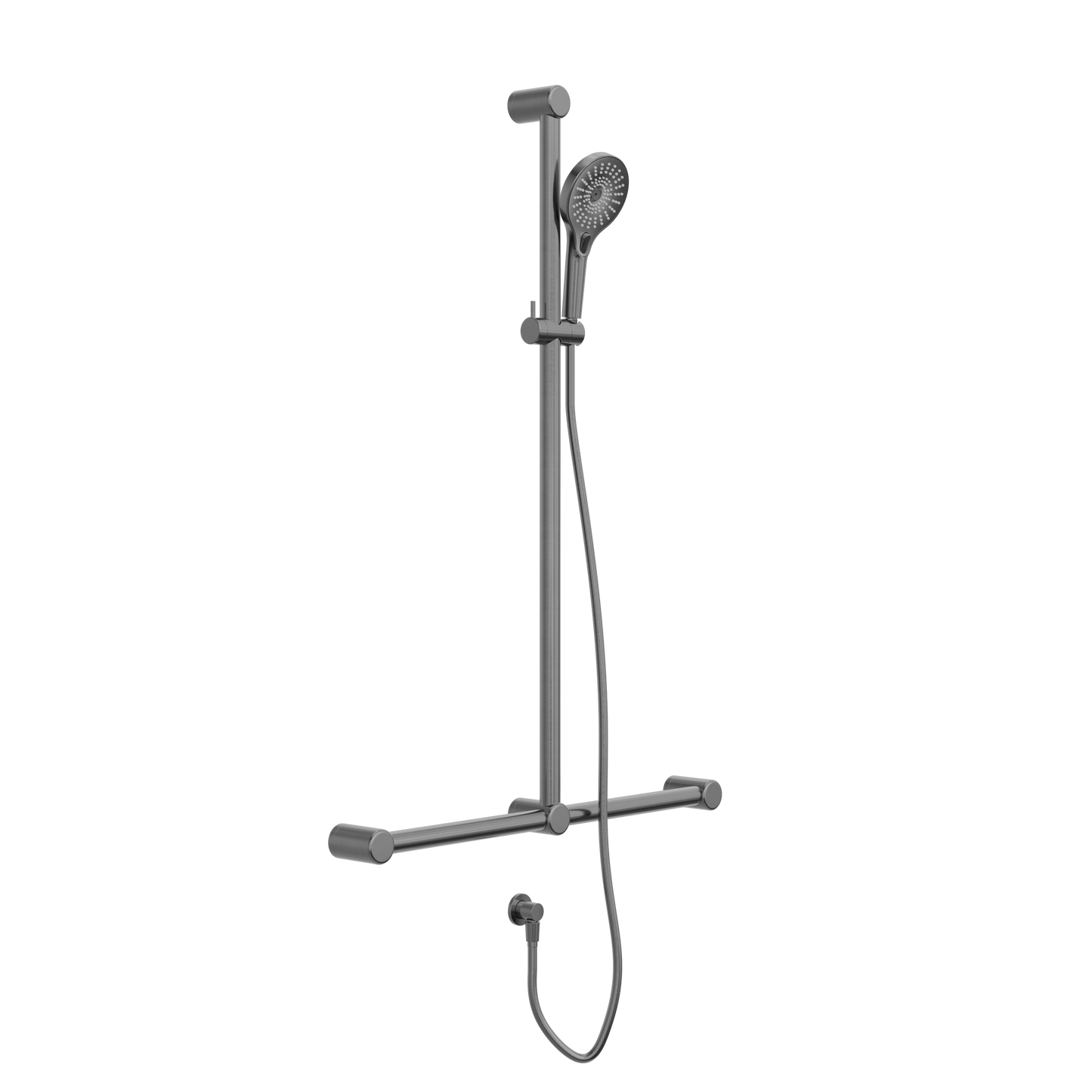Nero Mecca Care 32mm T Bar Grab Rail And Adjustable Shower Set 1100X750mm Gun Metal