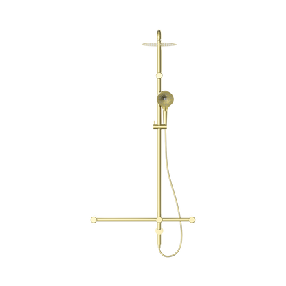 Mecca Care 32mm T Bar Grab Rail 1100x750mm Twin Shower Set Brushed Gold