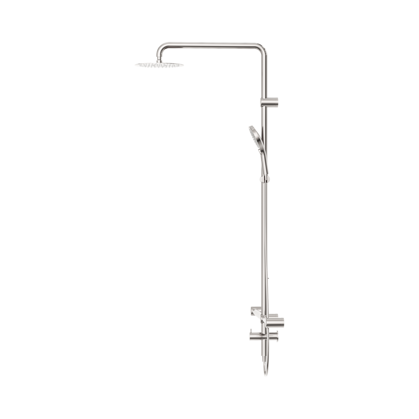 Mecca Care 32mm T Bar Grab Rail 1100x750mm Twin Shower Set Brushed Nickel