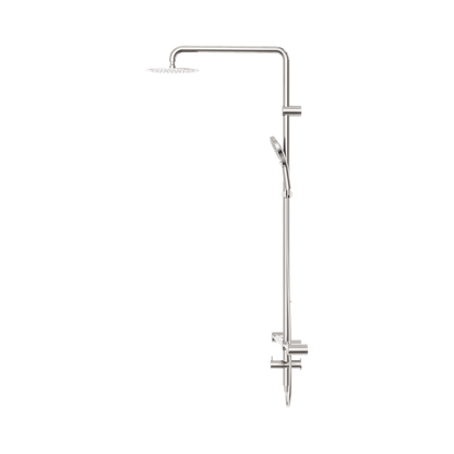 Mecca Care 32mm T Bar Grab Rail 1100x750mm Twin Shower Set Brushed Nickel
