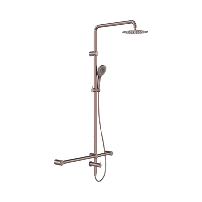 Mecca Care 32mm T Bar Grab Rail 1100x750mm Twin Shower Set Brushed Bronze