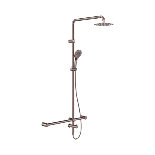 Mecca Care 32mm T Bar Grab Rail 1100x750mm Twin Shower Set Brushed Bronze