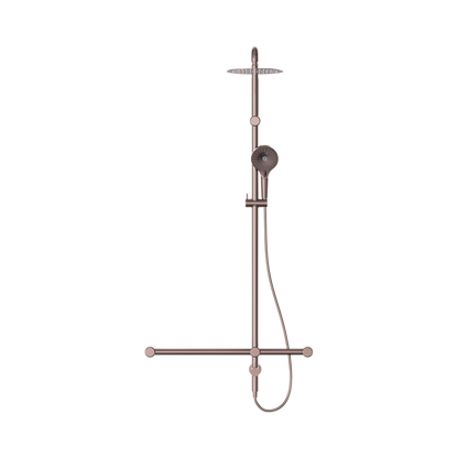 Mecca Care 32mm T Bar Grab Rail 1100x750mm Twin Shower Set Brushed Bronze