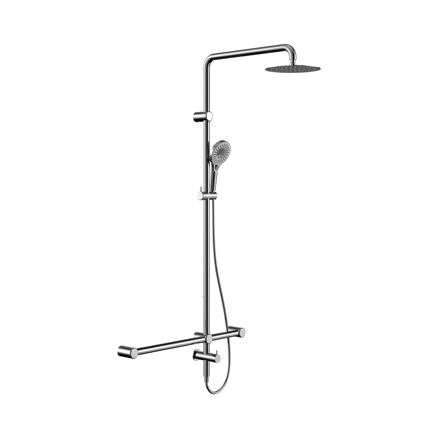 Mecca Care 32mm T Bar Grab Rail 1100x750mm Twin Shower Set
