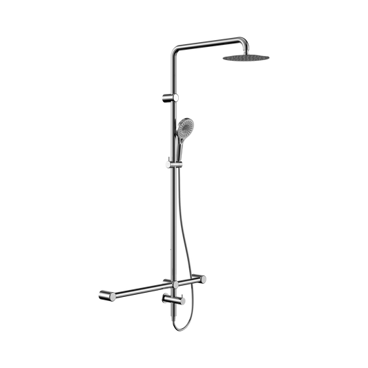 Mecca Care 32mm T Bar Grab Rail 1100x750mm Twin Shower Set Chrome