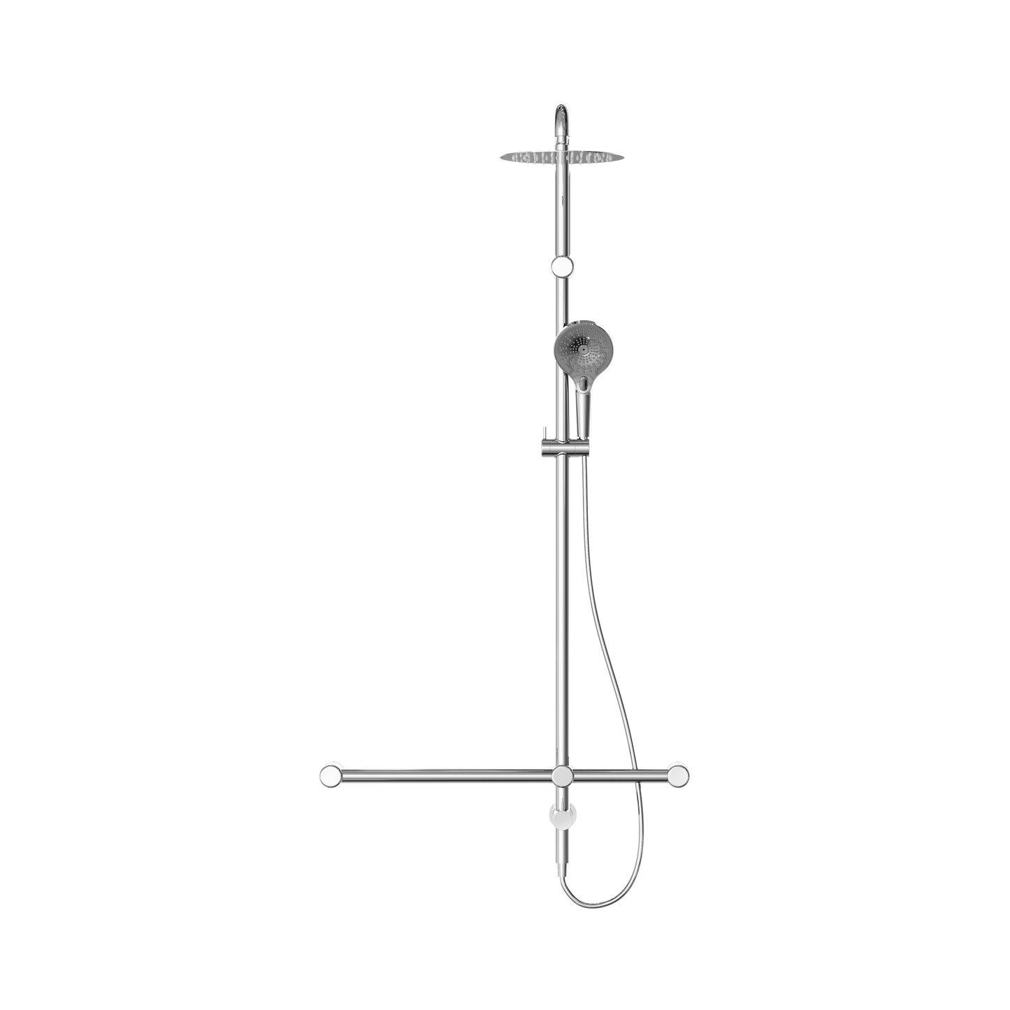 Mecca Care 32mm T Bar Grab Rail 1100x750mm Twin Shower Set Chrome