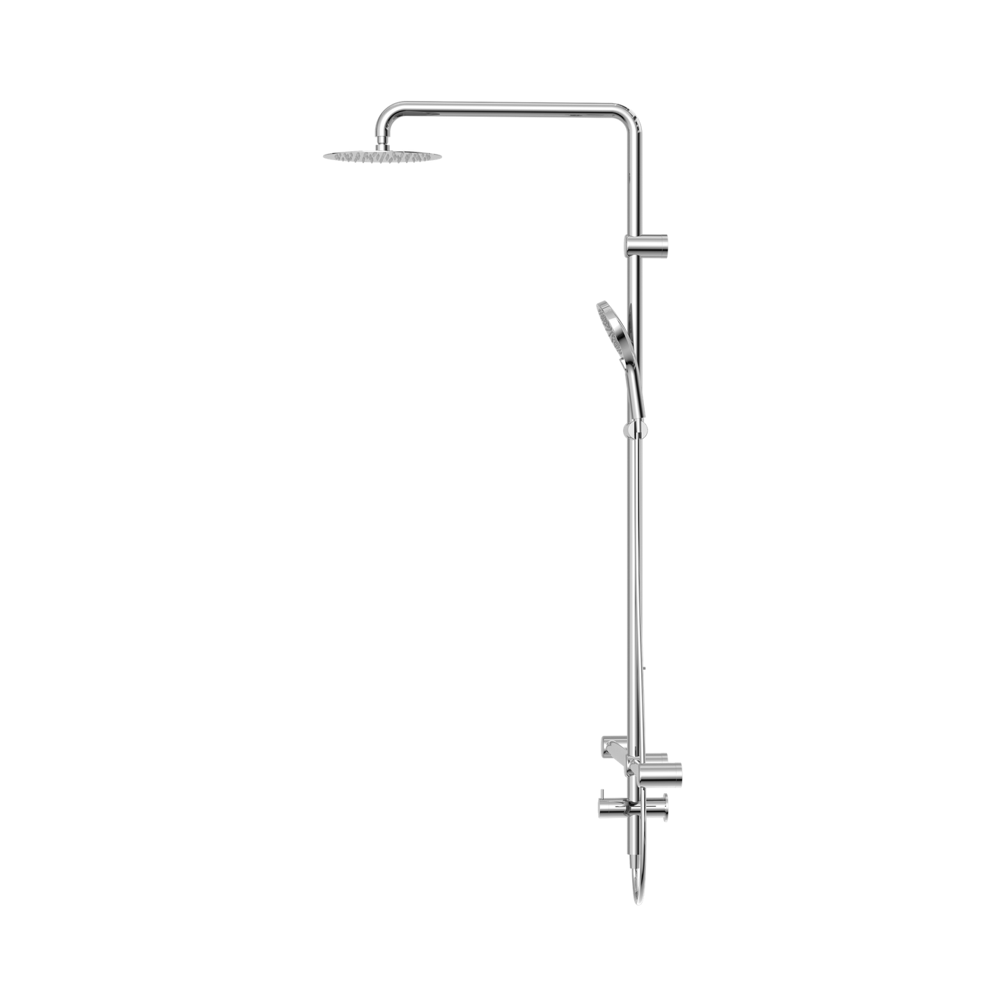 Mecca Care 32mm T Bar Grab Rail 1100x750mm Twin Shower Set Chrome