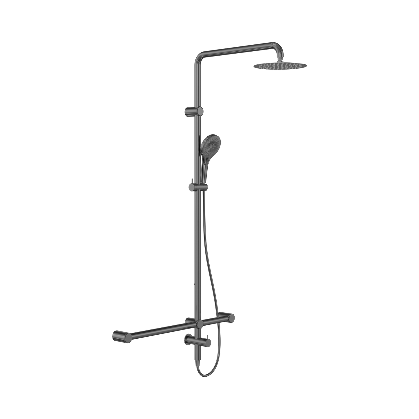 Mecca Care 32mm T Bar Grab Rail 1100x750mm Twin Shower Set
