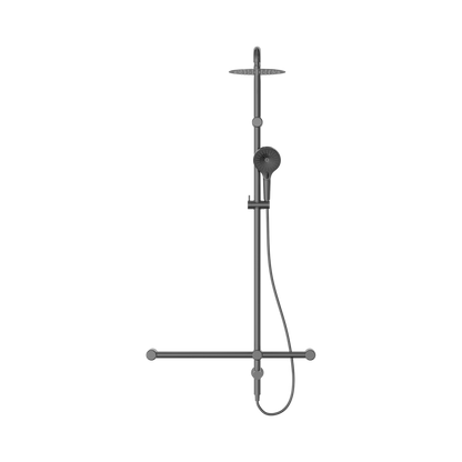 Mecca Care 32mm T Bar Grab Rail 1100x750mm Twin Shower Set Gun Metal