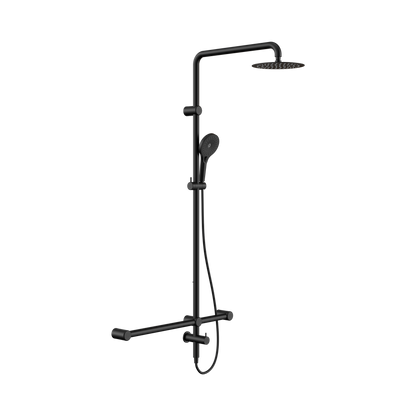Mecca Care 32mm T Bar Grab Rail 1100x750mm Twin Shower Set Matte Black