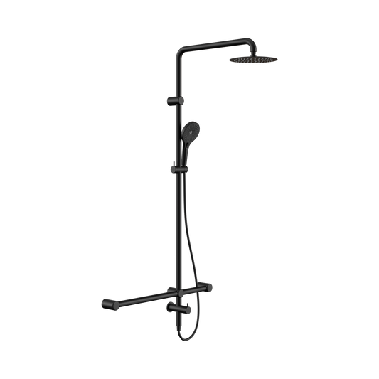 Mecca Care 32mm T Bar Grab Rail 1100x750mm Twin Shower Set Matte Black