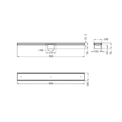 Tile Insert V Channel Floor Grate 89MM Outlet With Hole Saw