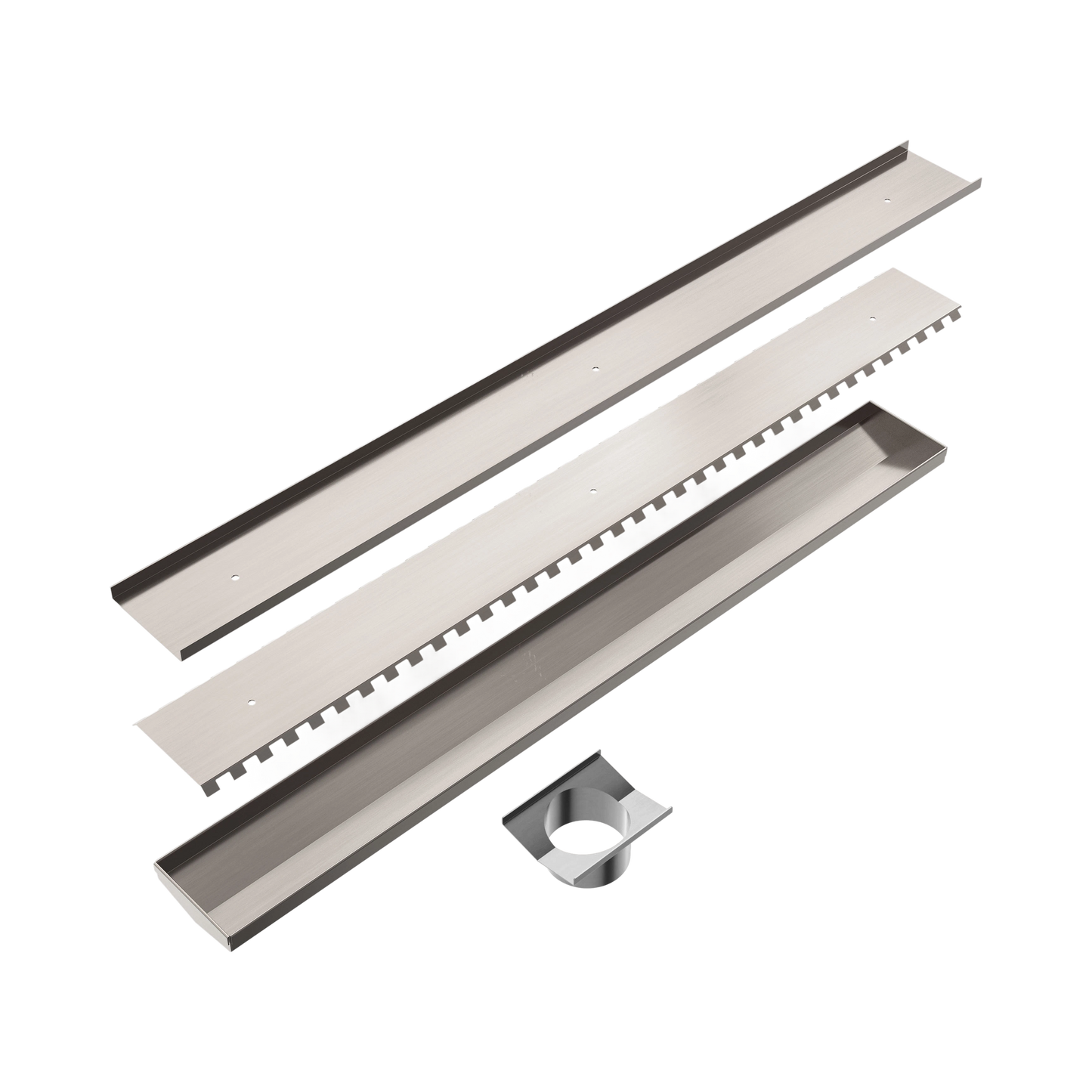 Tile Insert V Channel 900x106mm Floor Grate 90mm Outlet Brushed Nickel