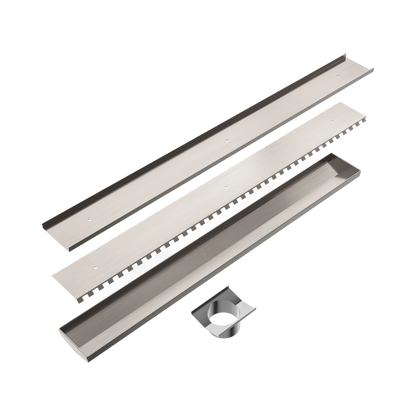 Tile Insert V Channel 900x106mm Floor Grate 90mm Outlet Brushed Nickel