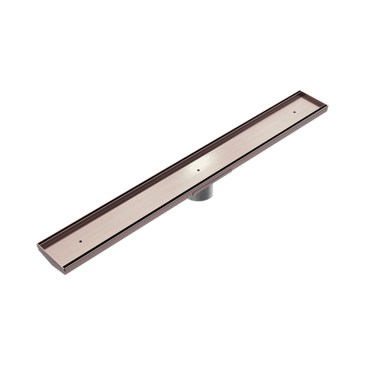 Tile Insert V Channel 900x106mm Floor Grate 90mm Outlet Brushed Bronze