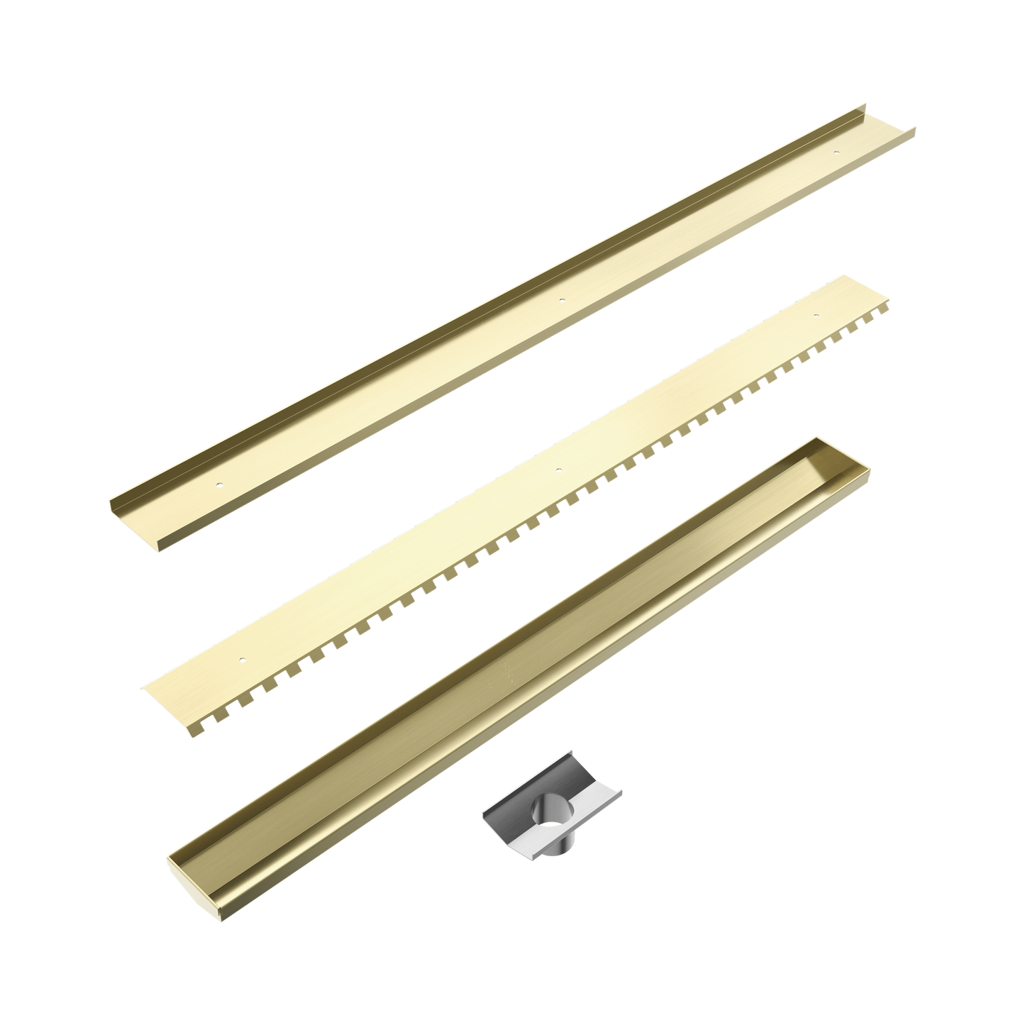 Tile Insert V Channel 900x82mm Floor Grate 50mm Outlet Brushed Gold