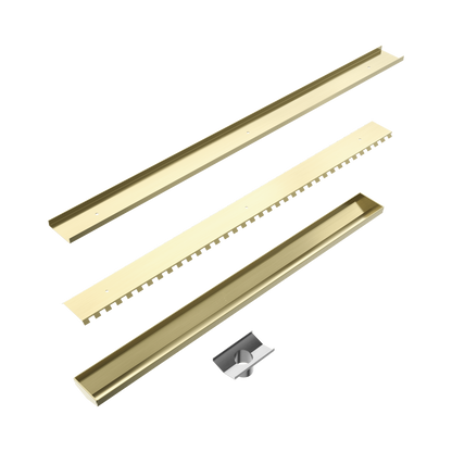 Tile Insert V Channel 900x82mm Floor Grate 50mm Outlet Brushed Gold