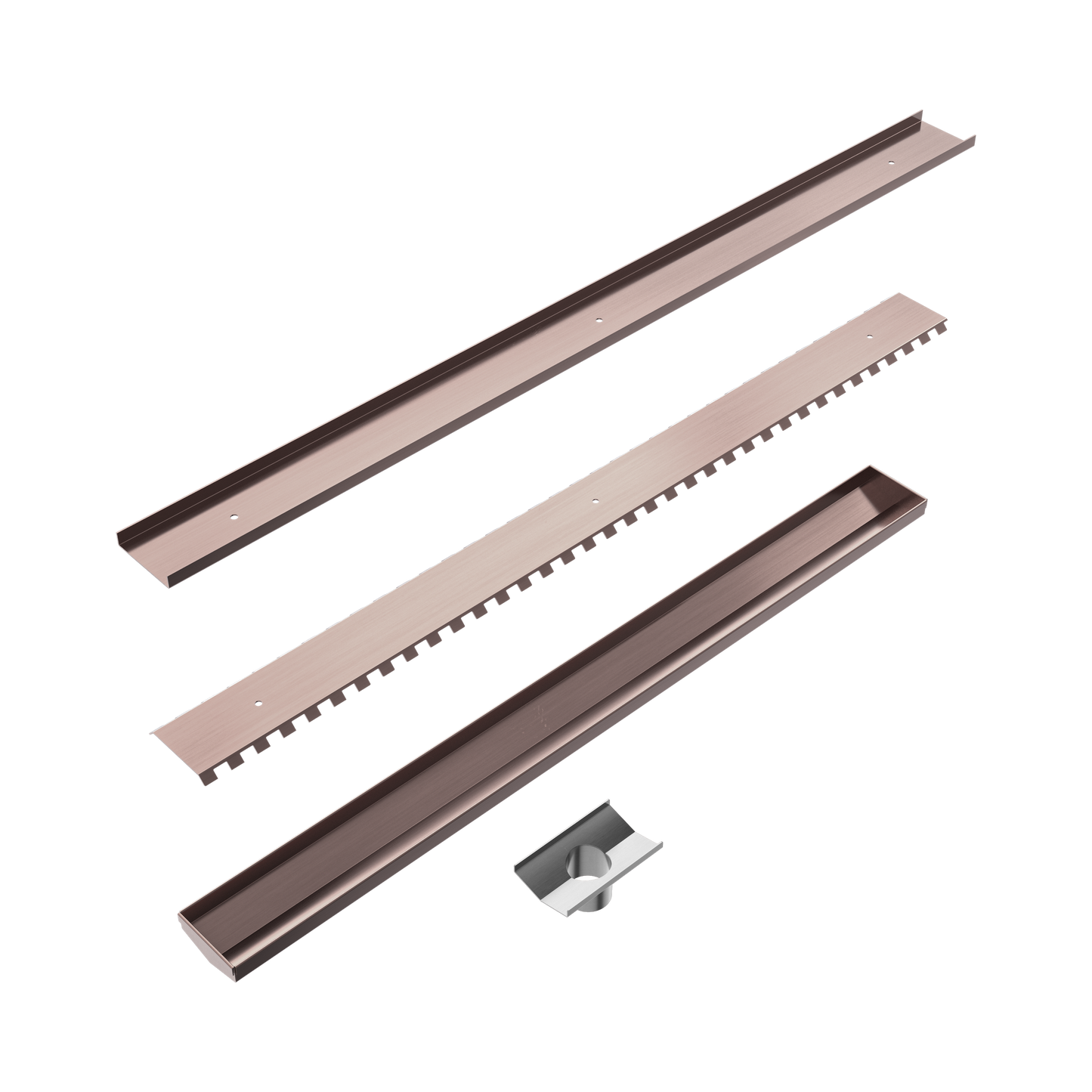 Tile Insert V Channel 900x82mm Floor Grate 50mm Outlet Brushed Bronze