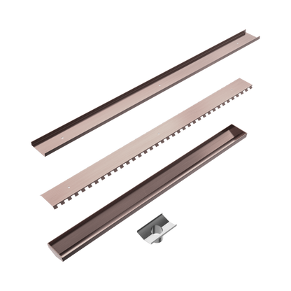 Tile Insert V Channel 900x82mm Floor Grate 50mm Outlet Brushed Bronze
