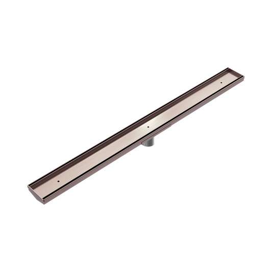 Tile Insert V Channel 900x82mm Floor Grate 50mm Outlet Brushed Bronze