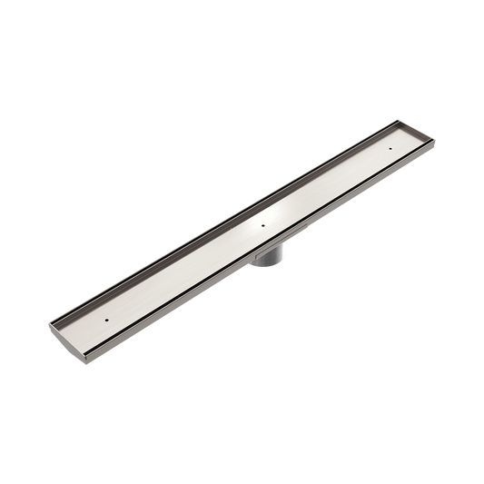 Tile Insert V Channel 900x106mm Floor Grate 80mm Outlet Brushed Nickel