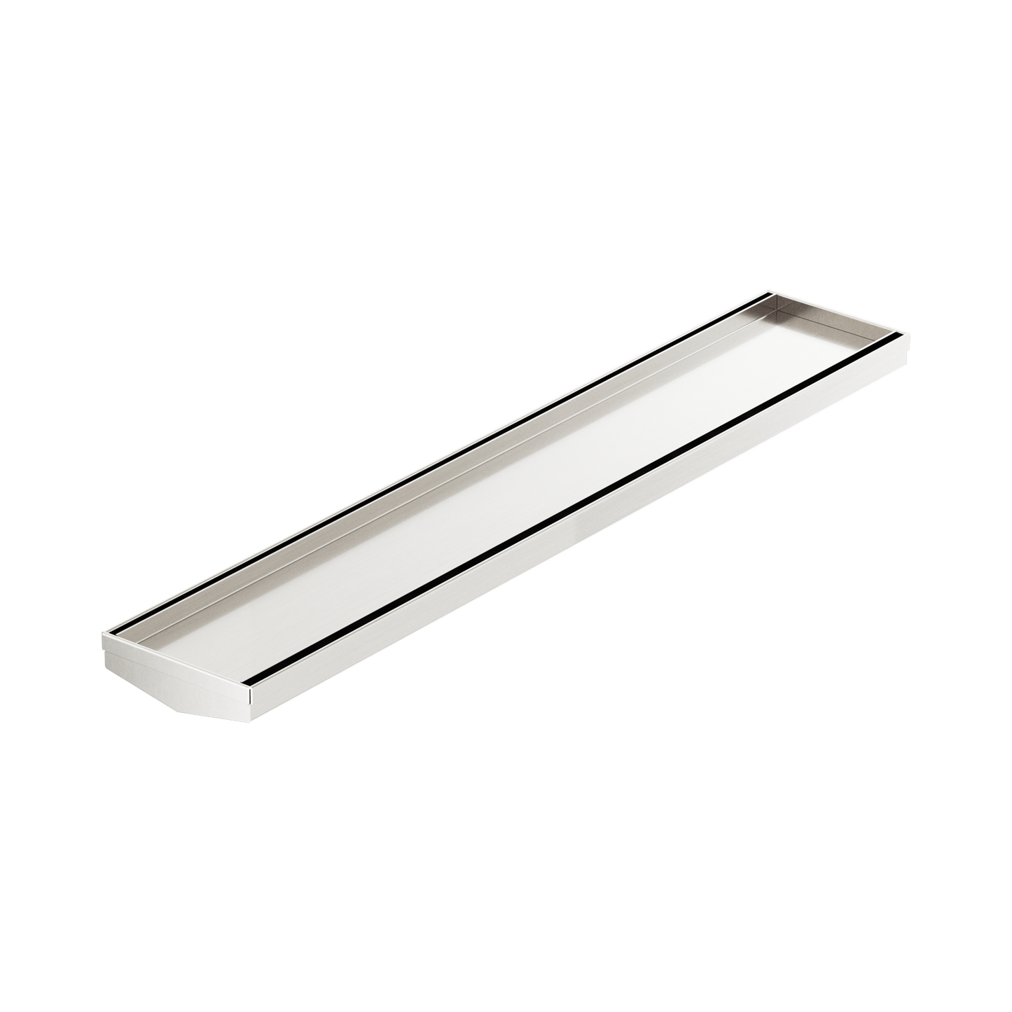 Tile Insert V Channel 600mm Floor Grate 80mm/89mm Outlet Without Outlet And Hole Saw Brushed Nickel