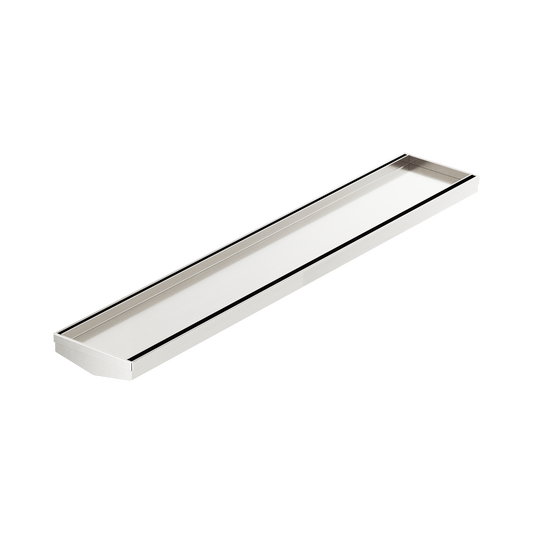 Tile Insert V Channel 600mm Floor Grate 80mm/89mm Outlet Without Outlet And Hole Saw Brushed Nickel