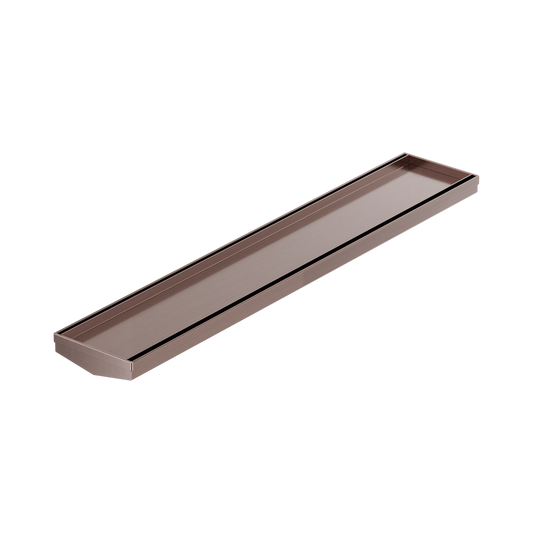 Tile Insert V Channel 600mm Floor Grate 80mm/89mm Outlet Without Outlet And Hole Saw Brushed Bronze