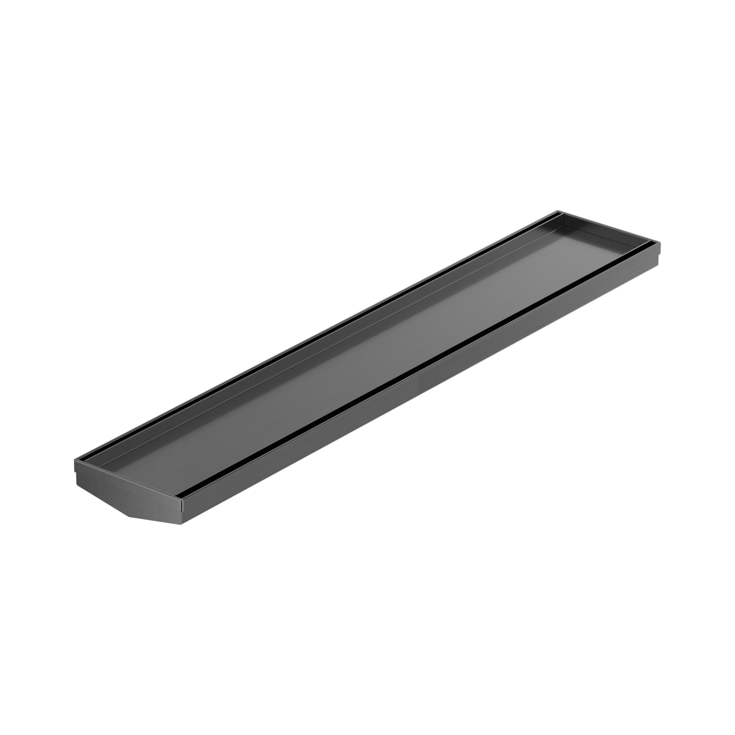 Tile Insert V Channel 600mm Floor Grate 80mm/89mm Outlet Without Outlet And Hole Saw Gun Metal