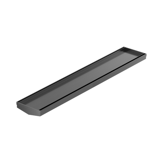 Tile Insert V Channel 600mm Floor Grate 80mm/89mm Outlet Without Outlet And Hole Saw Gun Metal