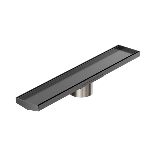 Tile Insert V Channel 600x106mm Floor Grate 90mm Outlet Gun Metal