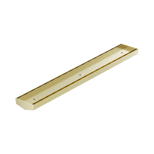 Tile Insert V Channel 600mm Floor Grate 50mm Outlet Without Outlet And Hole Saw Brushed Gold
