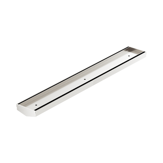 Tile Insert V Channel 600mm Floor Grate 50mm Outlet Without Outlet And Hole Saw Brushed Nickel
