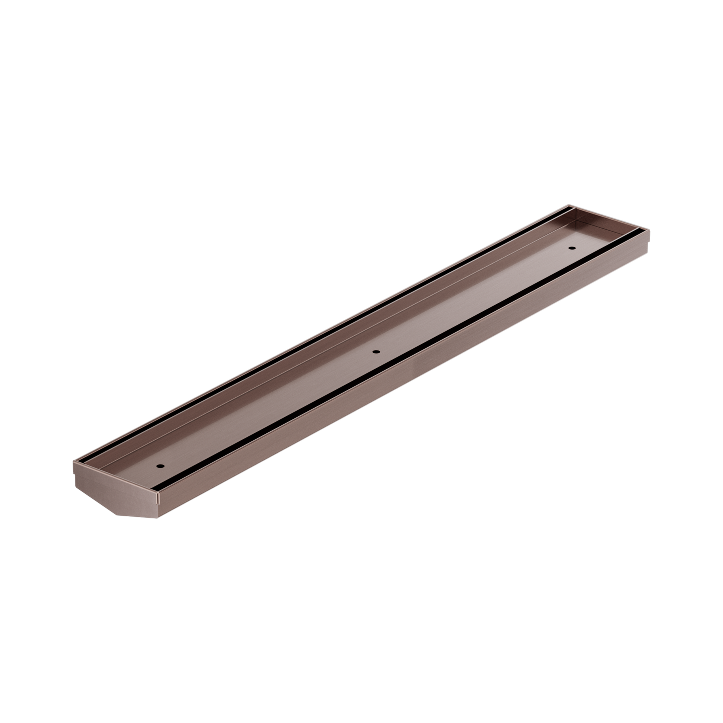 Tile Insert V Channel 600mm Floor Grate 50mm Outlet Without Outlet And Hole Saw Brushed Bronze