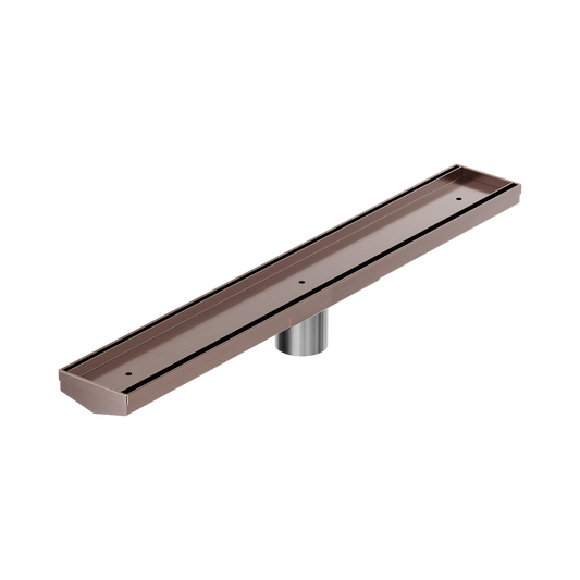 Tile Insert V Channel 600x82mm Floor Grate 50mm Outlet Brushed Bronze