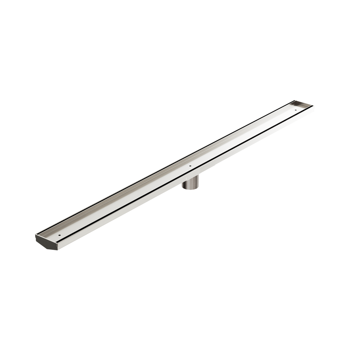 Tile Insert V Channel 1200x82mm Floor Grate 50mm Outlet Brushed Nickel