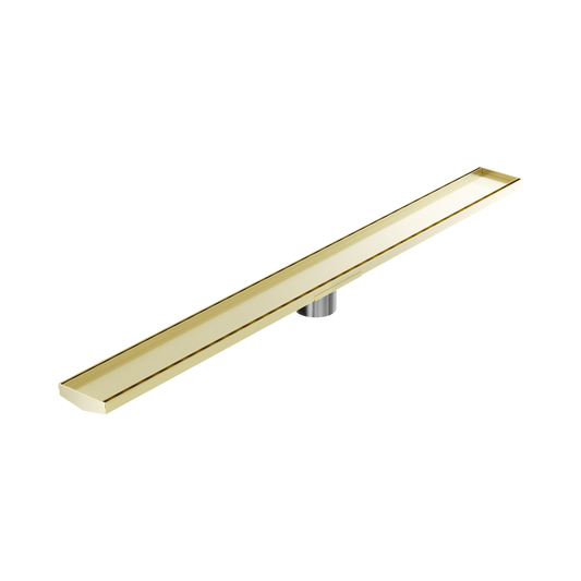 Tile Insert V Channel 1200x106mm Floor Grate 80mm Outlet Brushed Gold