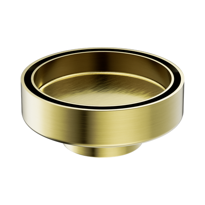 100mm Round Tile Insert Floor Waste 50mm Outlet Brushed Gold