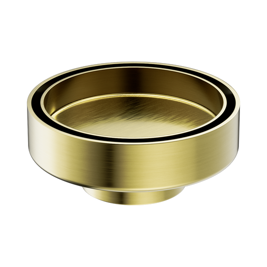 100mm Round Tile Insert Floor Waste 50mm Outlet Brushed Gold