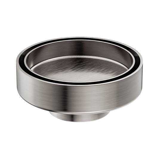 100mm Round Tile Insert Floor Waste 50mm Outlet Brushed Nickel