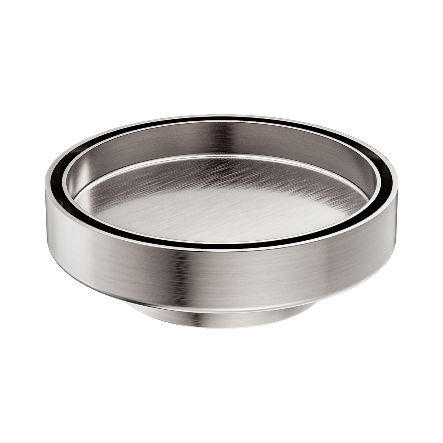 130mm Round Tile Insert Floor Waste 80mm Outlet Brushed Nickel