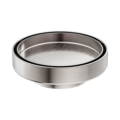 130mm Round Tile Insert Floor Waste 80mm Outlet Brushed Nickel